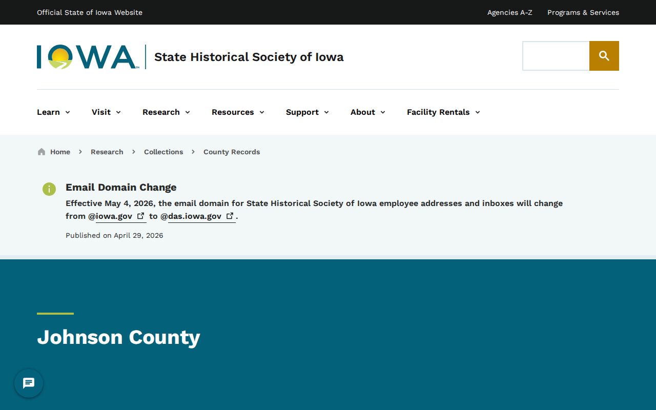 State Historical Society of Iowa Johnson County records guide