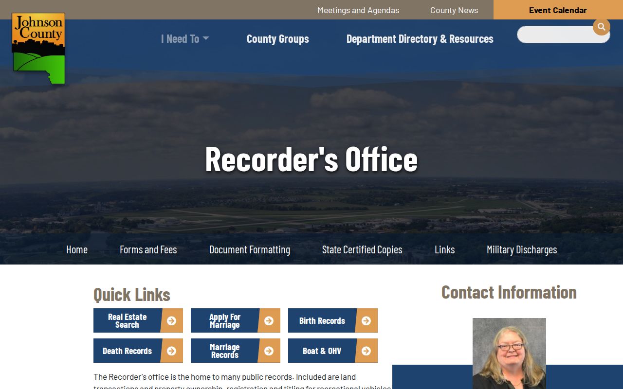 Johnson County Recorder office source for Iowa City previous residents